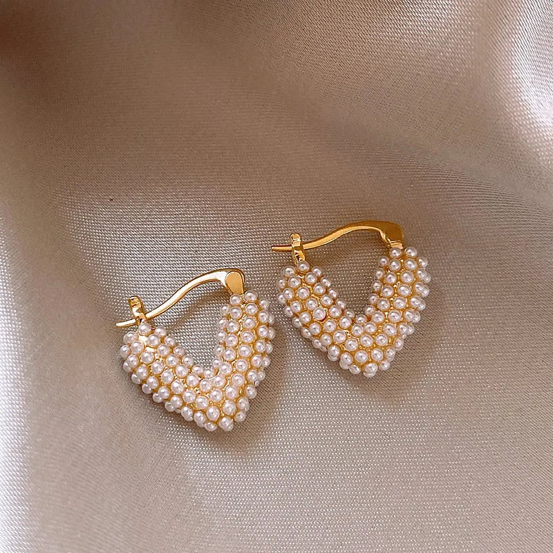 Love Imitation Pearl Earrings